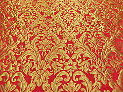 Шовкова церковна тканина  Купина червона з золотом
