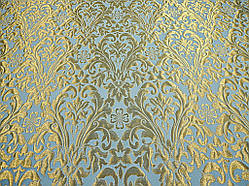 Шовкова церковна тканина  Купина блакитна з золотом