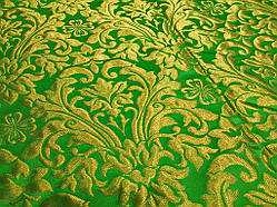 Шовкова церковна тканина  Купина зелена з золотом
