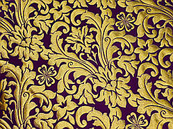 Шовкова церковна тканина  Купина фіолетова з золотом