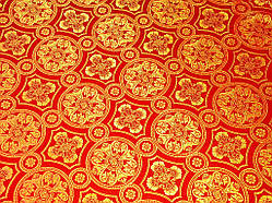 Церковна тканина парча Візантія червона з золотом комбо