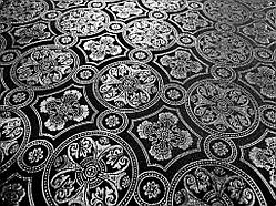 Шовкова церковна тканина Візантія чорна з сріблом комбо