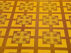 Церковна тканина Каппадокия  жовта шовк комбі з золотом