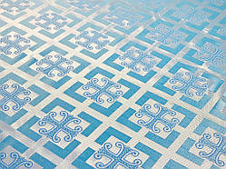 Шовова церковна тканина Каппадокія блакитна комбі з сріблом