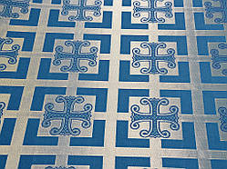 Церковна тканина Каппадокія синя шовк комбі з сріблом