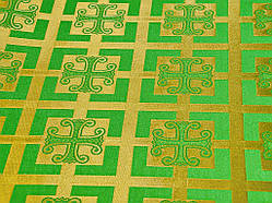 Церковна тканина Каппадокія зелена шовк комбі з золотом