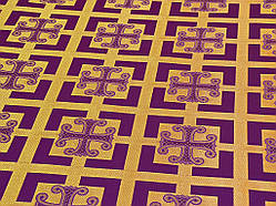 Церковна тканина Каппадокія фіолетова шовк комбі з золотом