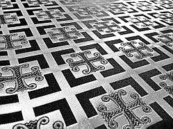 Шовкова церковна тканина Каппадокія чорна  комбі з сріблом