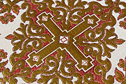 Шовкова церковна тканина Никомедия  білий- терракот з золотом