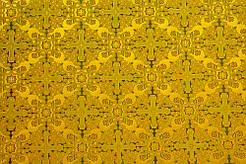 Шовкова церковна тканина Никомедия жовтий - зелений з золотом