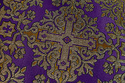 Шовкова церковна тканина Никомедия фіолетова- золото з золотом