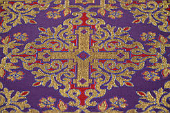Шовкова церковна тканина Никомедия фіолетова- червона з золотом