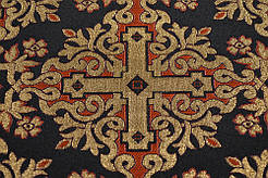 Шовкова церковна тканина Никомедия чорнтй -теракотовий з золотом
