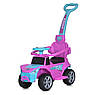 Дитяча каталка-толокар електромобіль Bambi M 5764 з батьківською ручкою 2 в 1 Рожевий, фото 2