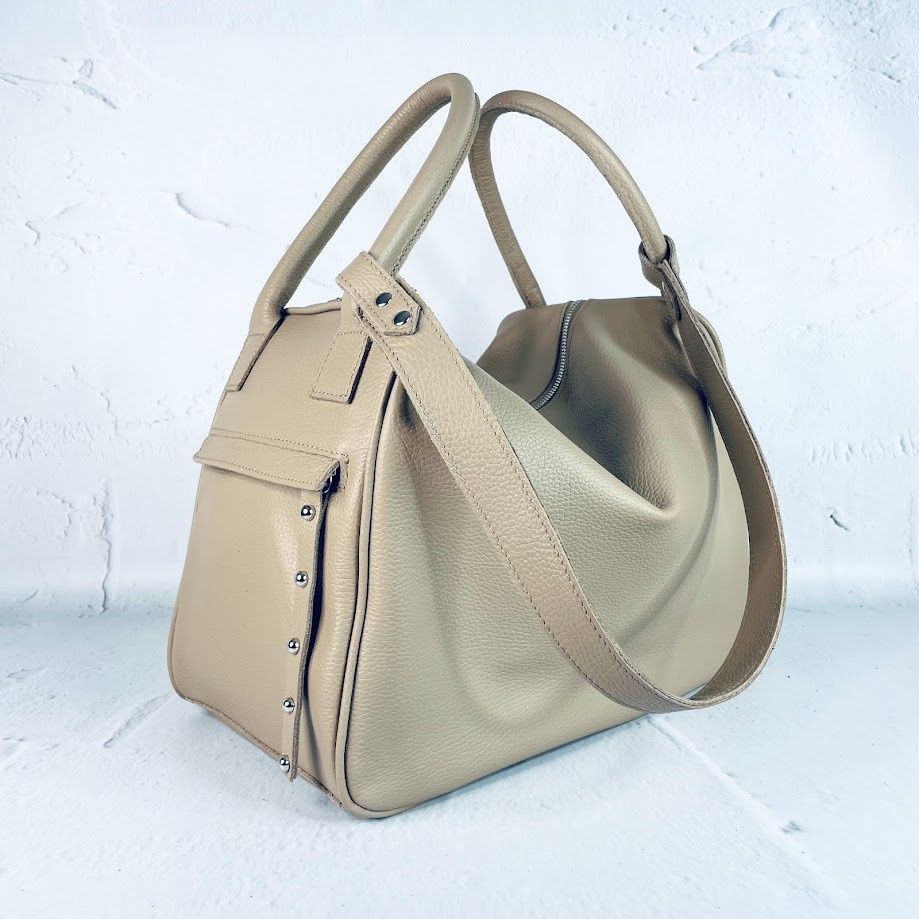 Сумка жіноча Челсі" натуральна шкіра, латте матова, фото 1