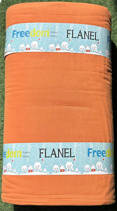 Жовтогаряча однотонна Фланель (байка) 240 см, 100% бавовняна тканина для постільної білизни, у рулоні 25 м, фото 1