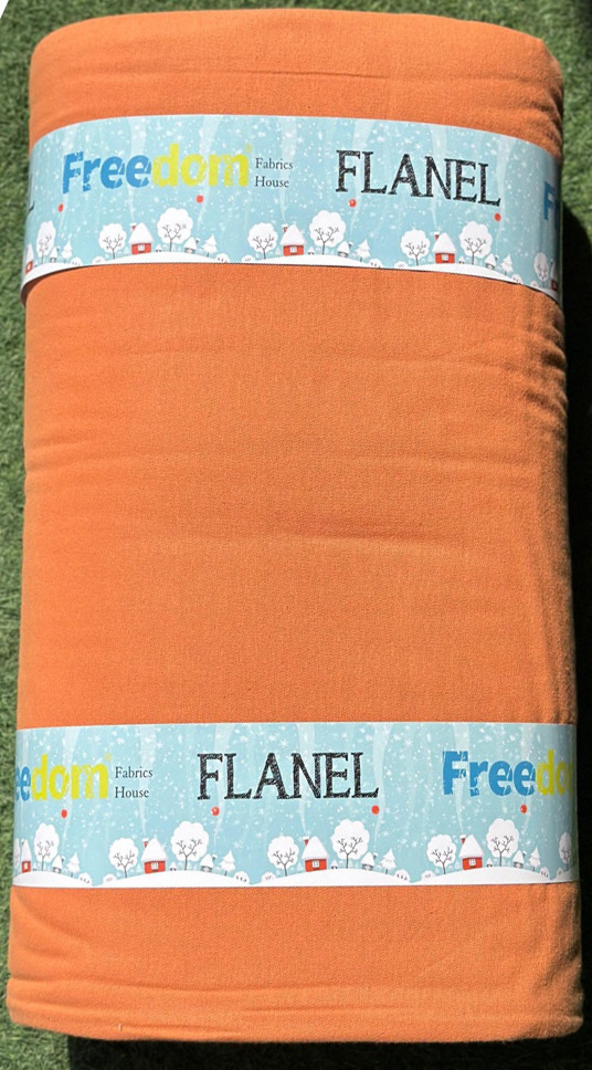 Жовтогаряча однотонна Фланель (байка) 240 см, 100% бавовняна тканина для постільної білизни, у рулоні 25 м