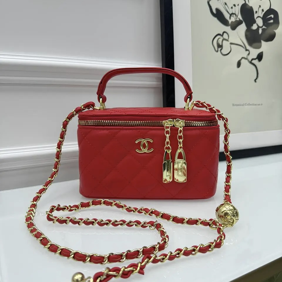 Сумка жіноча клатч Chanel Classic Black Lambskin червоний Шанель, фото 1