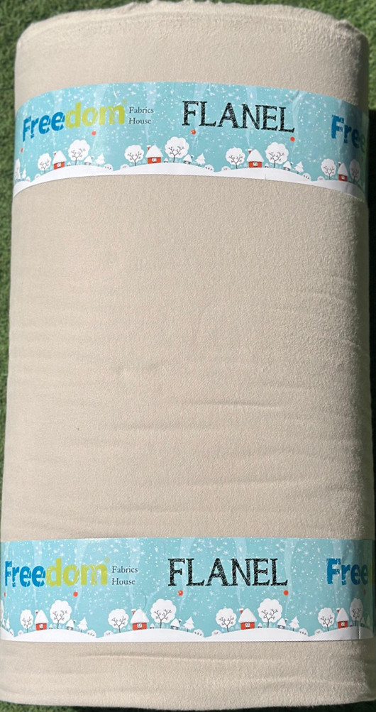 Натуральна 100% бавовняна Фланель (байка) бежева 240 см, м'яка щільна тканина для пошиття зимової постільної білизни, рулон 25 м