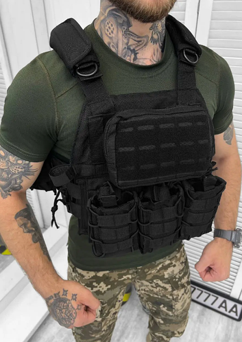 Бронежилет разгрузочный жилет ASDAG, плитоноска полиция черная военный ...