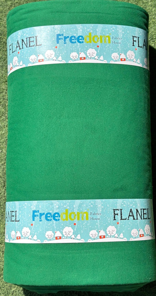 Однотонна тканина для постільної білизни зеленого кольору 240 см, Фланель (байка) натуральна 100% бавовняна, у рулоні 25 м