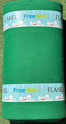 Однотонна тканина для постільної білизни зеленого кольору 240 см, Фланель (байка) натуральна 100% бавовняна, у рулоні 25 м, фото 1