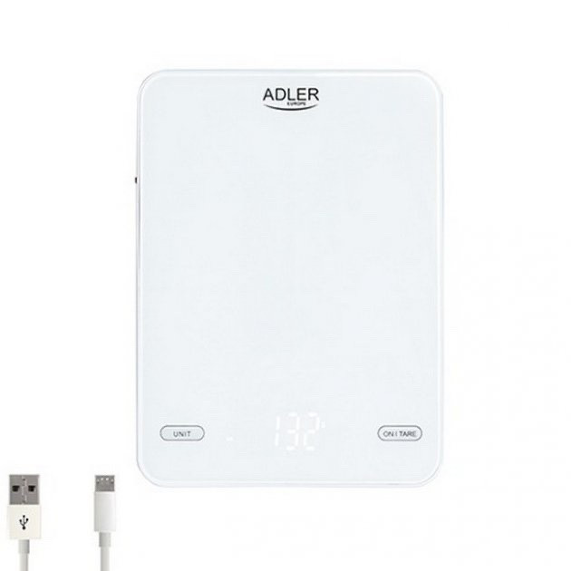 Ваги кухонні акумуляторні Adler AD 3177 (10 кг,  г, фунт, унція, мл, функція тара)