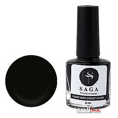 Лак-фарба для стемпінгу Saga Professional Stamping Paint with sticky layer з липким шаром чорний, 8 мл