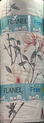 Тканина для постільної білизни Фланель (байка) 240 см біла набивна з великим квітковим принтом, рулон 25 м, фото 1