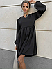 Модне жіноче плаття вільного крою на кожний день, чорне, фото 3