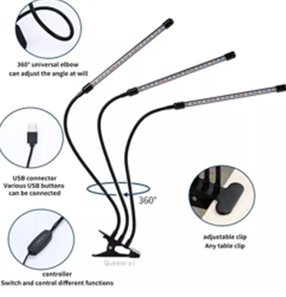 Фітолампа 3 LED на прищіпці, фото 2