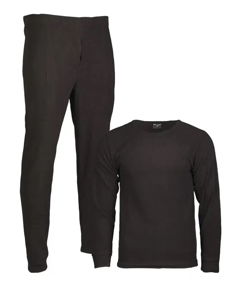 Тактична термобілизна на флісі (круглий ворот) чорна Mil-Tec 11221002, фото 1