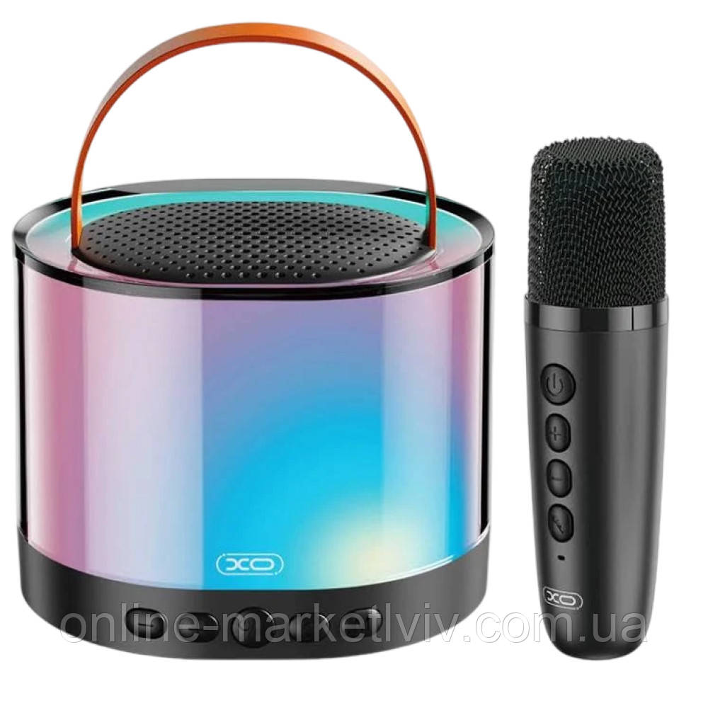 Bluetooth колонка з мікрофоном та підсвічуванням, USB, SD, FM, K52 / Бездротова колонка музична / Караоке