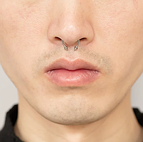 Септум обманка 5 насадок у ніс пірсинг на магніті 5в1 кліпс.Фейк носові кільця сірі з нержавіючої сталі, фото 3