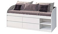 Сучасне біле односпальне ліжко комод дитяче для підлітка хлопчика дівчинки з шухлядами та поличками 80*200 Брайт Мастер Форм