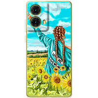 Чохол Силіконовий з Картинкою на Motorola G85 (Патріотичний, Дівчинка Українка)