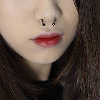 Магнітний септум-кліпс набір із 5 насадок пірсинг без проколу 5 в 1 колір чорний. Підкова фейк септум, фото 2