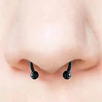 Септум обманки із набором насадок 5шт. Магнітний фейк пірсинг без проколу з нержавіючої сталі 5 в 1, фото 3