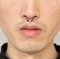 Септум обманки із набором насадок 5шт. Магнітний фейк пірсинг без проколу з нержавіючої сталі 5 в 1, фото 4