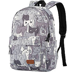 Рюкзак підлітковий 2E TeensPack Cats з відділенням для планшета 12-14" сірий