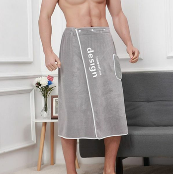 Банний рушник кілт чоловічий застібається на кнопки і має гумку сіре