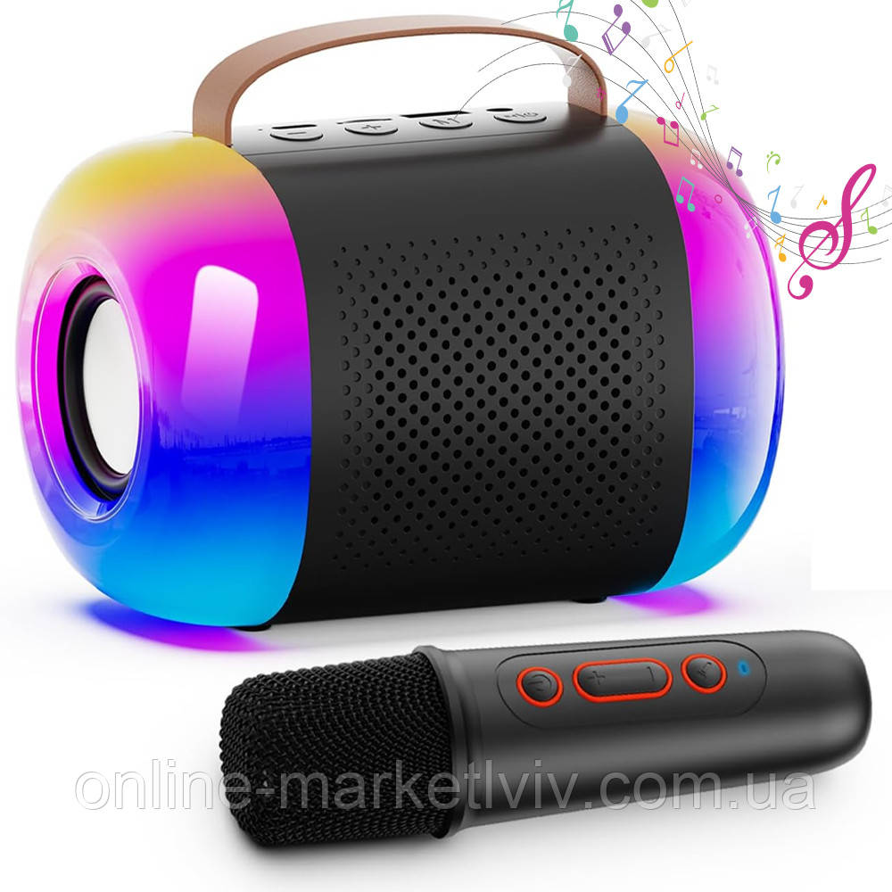 Портативна Bluetooth колонка + 1 мікрофон (USB, SD, FM) K21 / Дитяча колонка караоке / Блютуз колонка