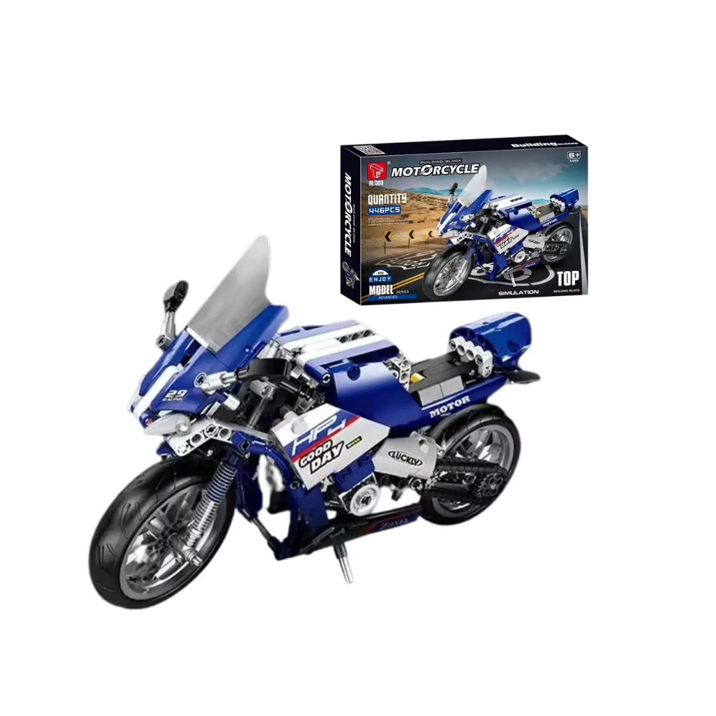Конструктор дитячий спортивний спортивний гоночний Мотоцикл, синій на 446 деталей, фото 1
