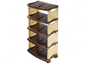 Полиця для взуття R plastic Ротанг 18501 5-рівнева пластикова бежево-коричнева