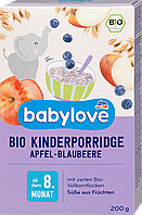 Каша безмолочная Babylove мультизлаковая с яблоком и черникой для детей с 8 месяцев 200 г