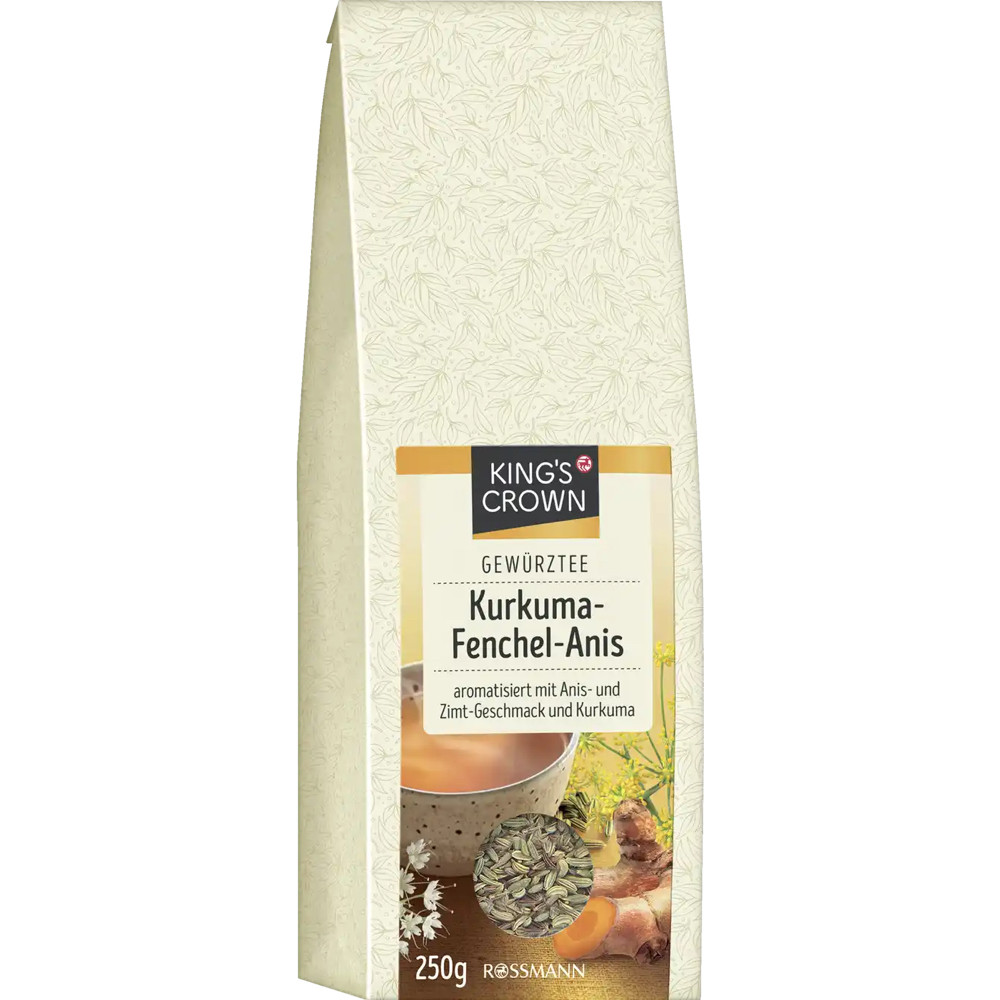 Чай куркума, фенхель, аніс KING'S CROWN Gewürztee Kurkuma-Fenchel-Anis 250g, фото 1