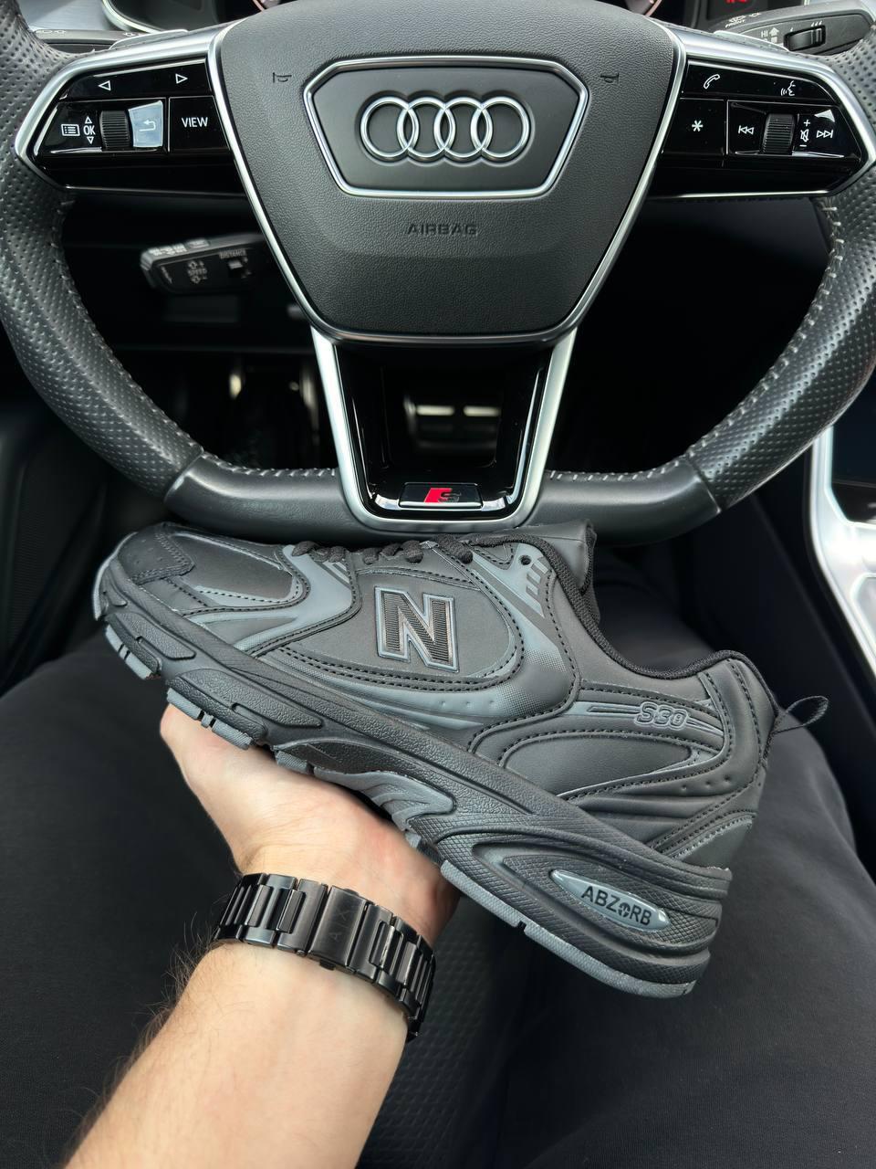 Чоловічі шкіряні кросівки New Balance 530 M Black Grey, чоловічі кеди Нью Беленс чорні 41