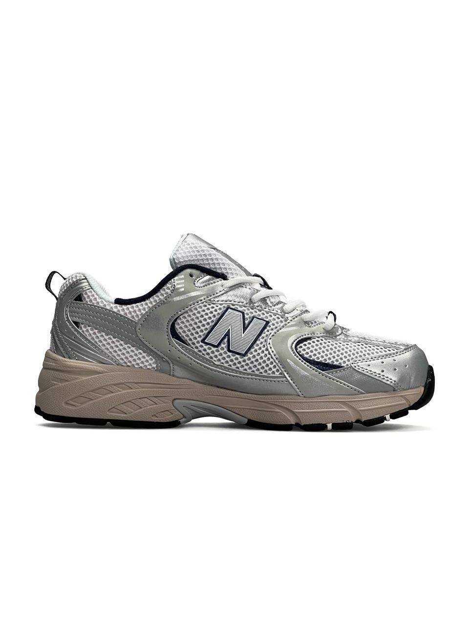 Чоловічі кросівки шкіра сітка New Balance 530 Silver Beige Men's Premium, кеди Нью Беланс сріблястий 41