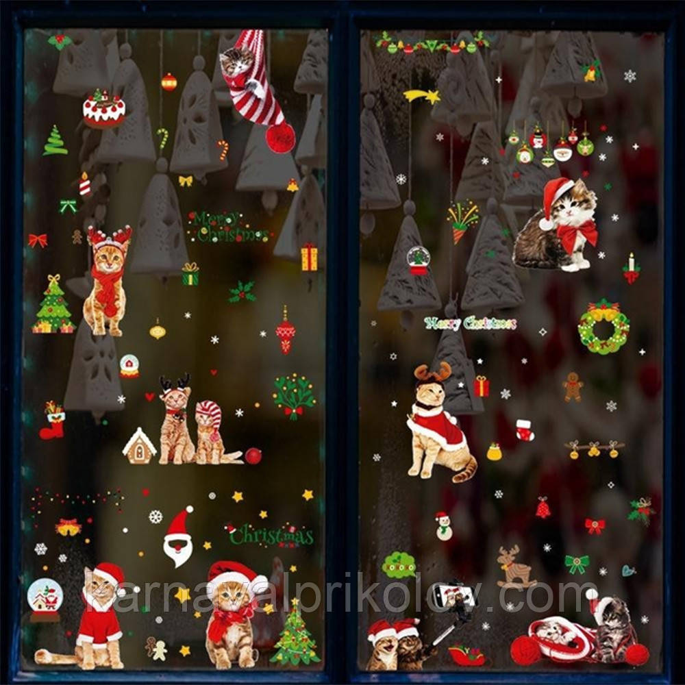 Інтер'єрна наклейка NG Merry Christmas Cats JD2312 (9 листів А4)