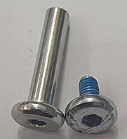 Ось для роликов 6мм, длина 35мм, металл, серебристые (хромированные), (Оси, болт, болты)